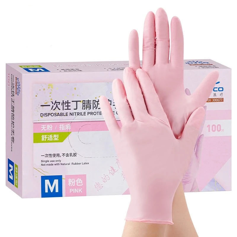 Guantes desechables de nitrilo, paquete de guantes de nitrilo sin látex en polv