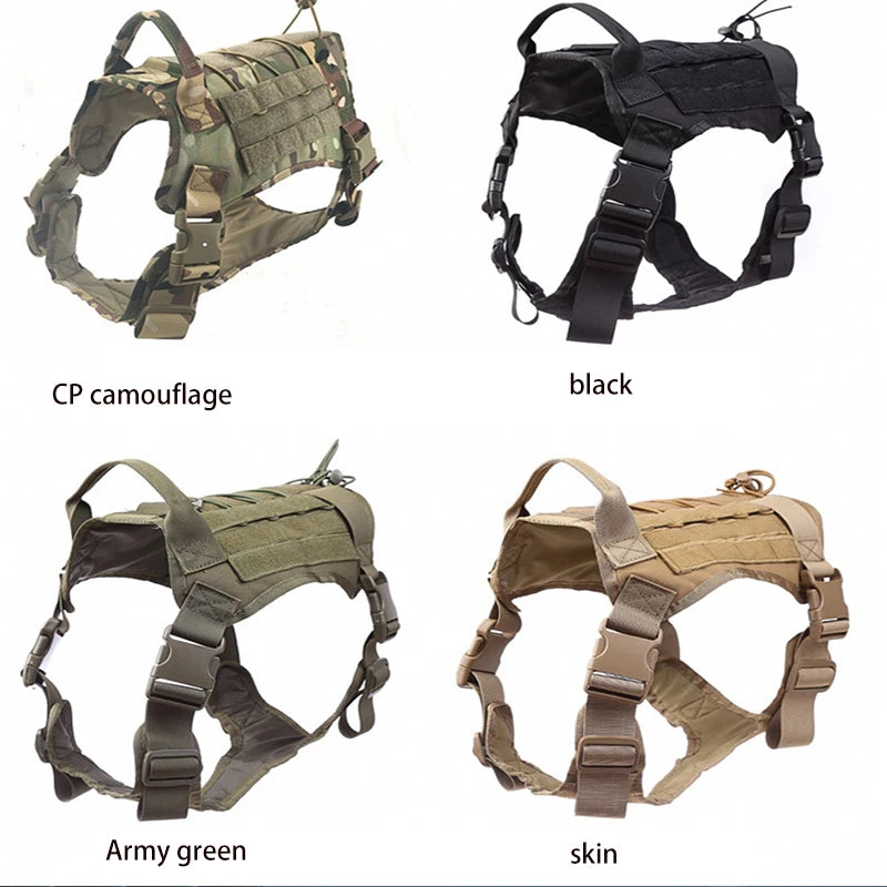 Military Tactical Large Dog Harness with Rope Reflective Handle Rop 