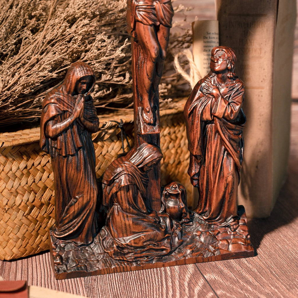 Escena católica de Jesús y crucifijo, adornos, Jesús fue crucificado, decorac