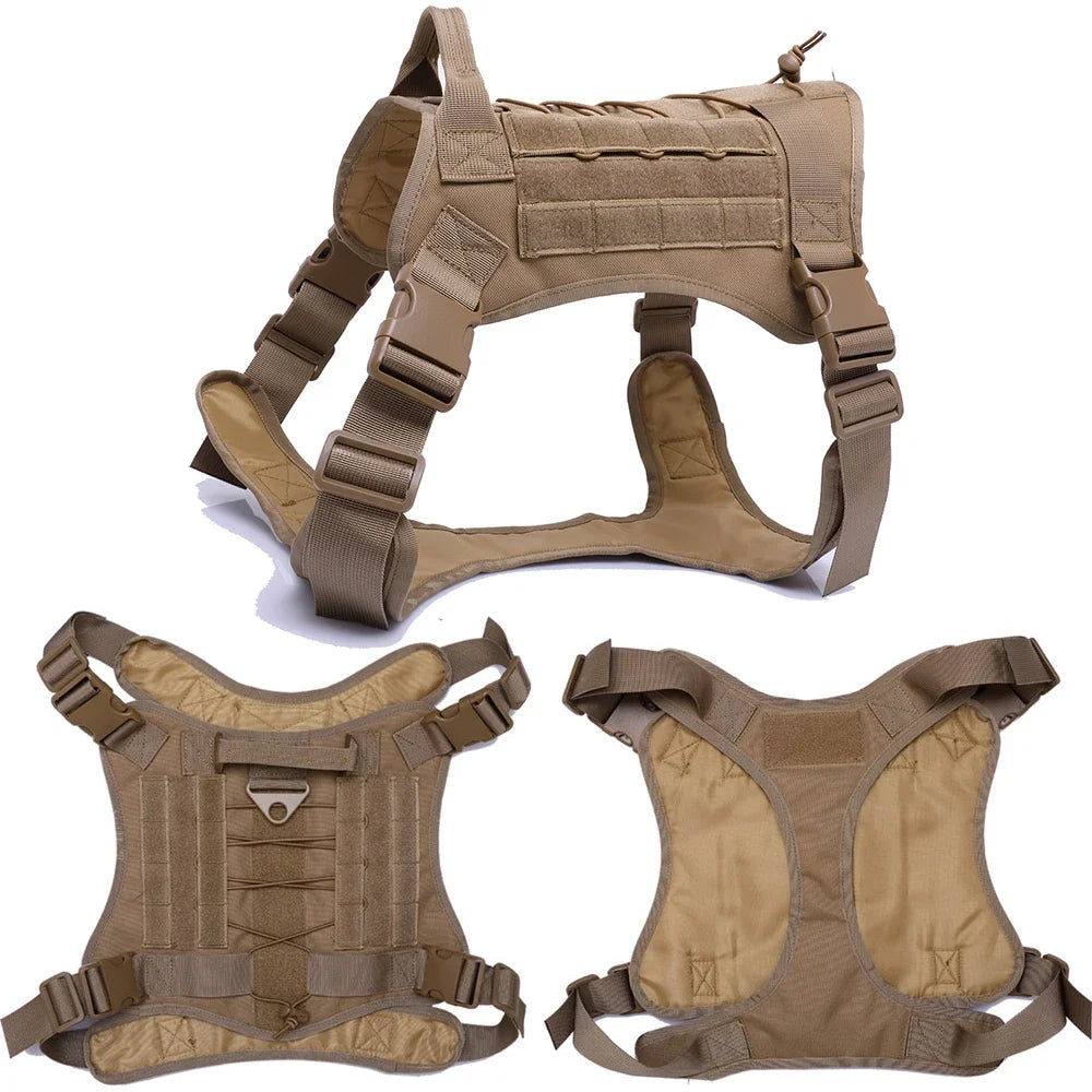 Military Tactical Large Dog Harness with Rope Reflective Handle Rop 