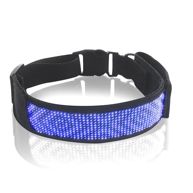 Pet Anti-Lost Collar Bluetooth LED Display Adjustable Size Night Luminous USB