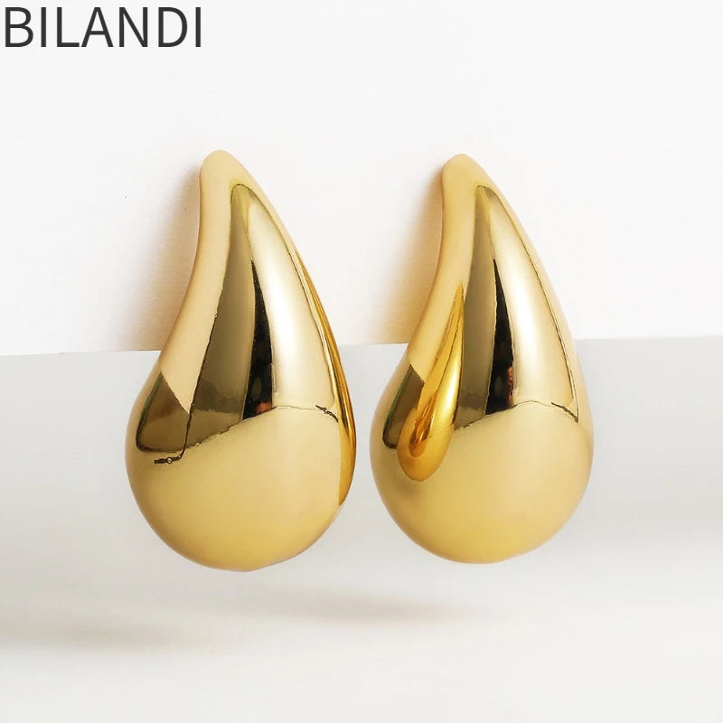 Bilandi Chunky Dome Drop Earrings for Women Lightweight Hoops Jewelry 