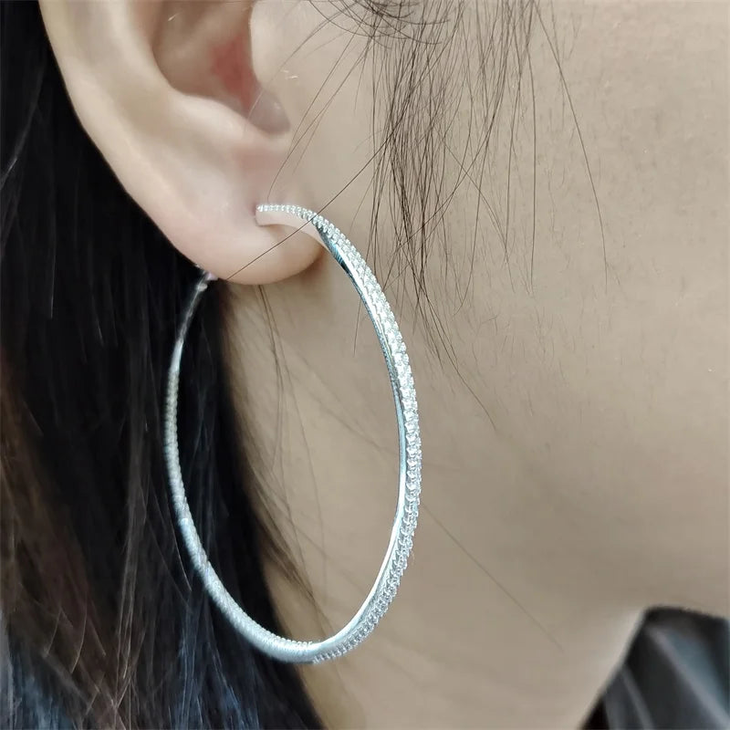 Senlissi Diamond Hoop Earrings for Women 925 Silver Earrings with din 