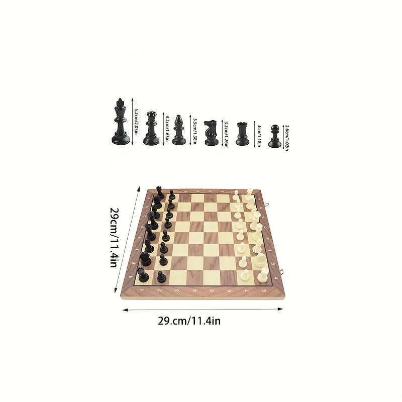 Folding Magnetic Chess Set Solid Wood Children's Gift Games 