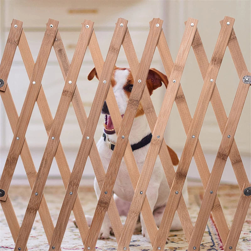 Wooden Sliding Dog Gate Extendable Retractable Safety Fence 