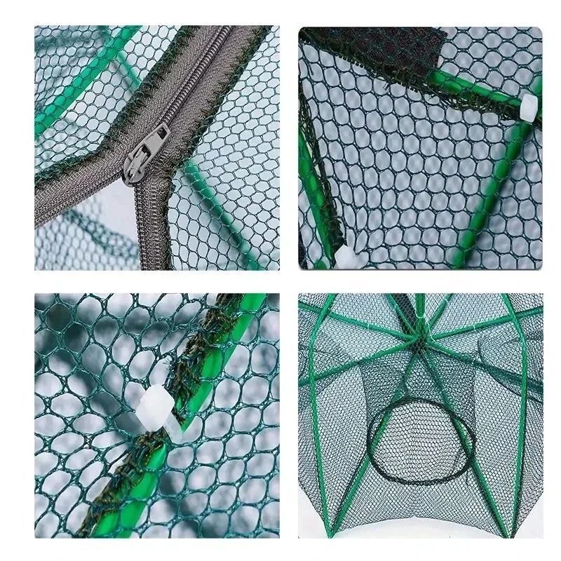 Malla para red de pesca/aparejos/jaula plegable, recogedor de cangrejos, red de pesca, cangrejo, cangrejo, camarones, fusión, alquillas, trampas de pesca