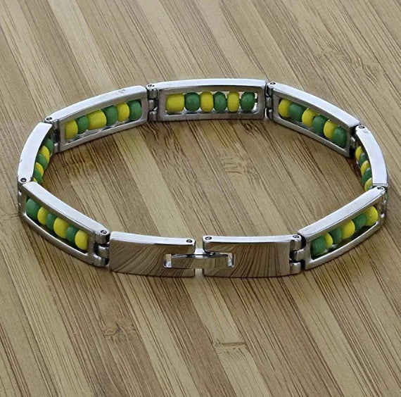 Unisex Green Color Stainless Steel Bracelet for Men Women 