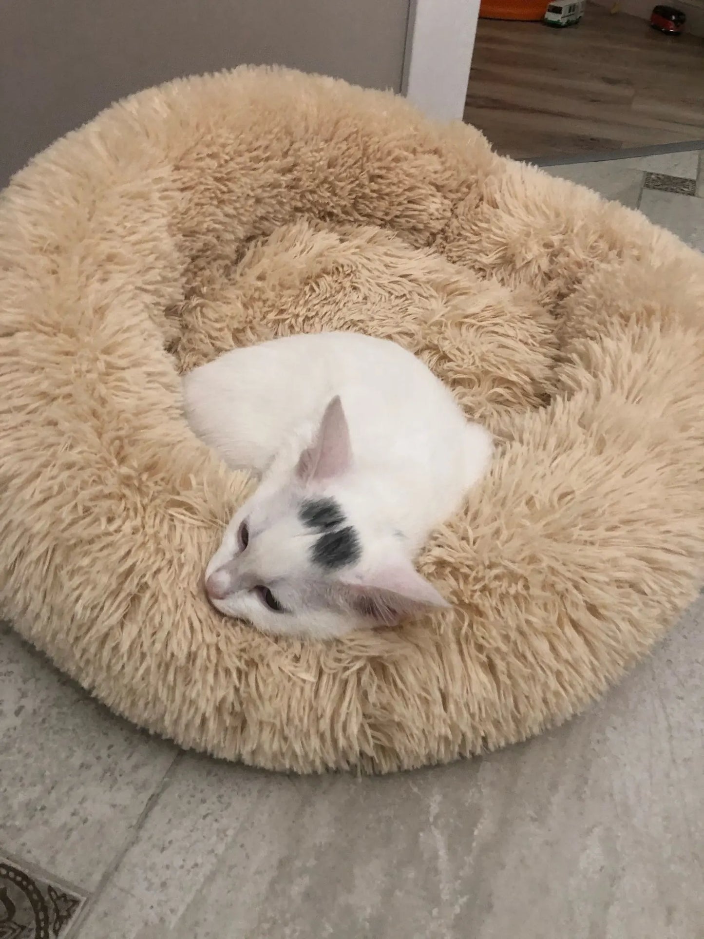 Super Soft Round Pet Bed Long Plush Dog House for Medium Dogs 