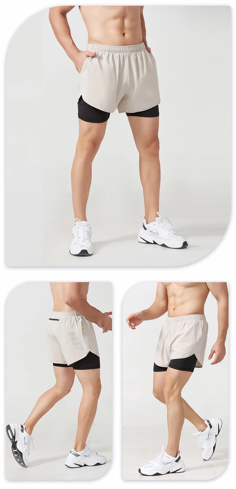 Pantalones cortos para correr para hombre, Shorts de secado rápido para Fitness