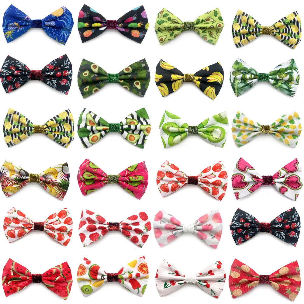 50/100 Pcs Mixcolor Pet Products Bow Tie Summer Fruit Style Co