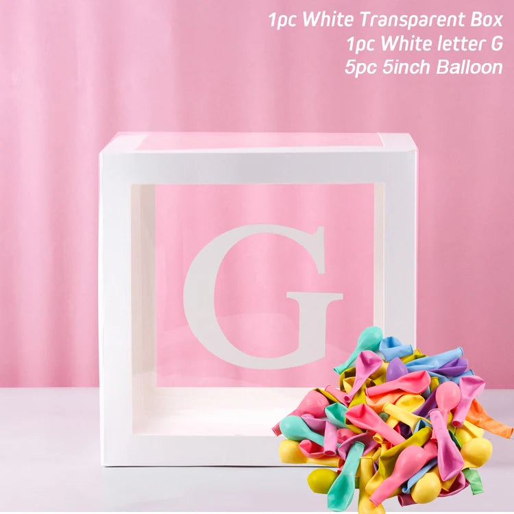 Transparent Letter Balloons Box Baby Shower Birthday Decoration 