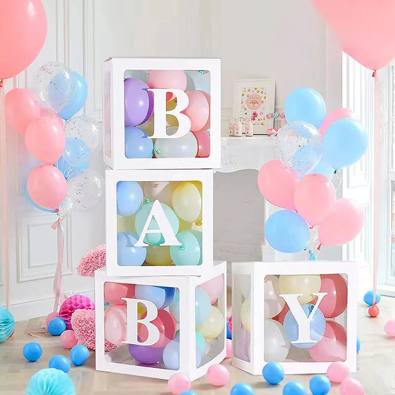 Transparent Letter Balloons Box Baby Shower Birthday Decoration 