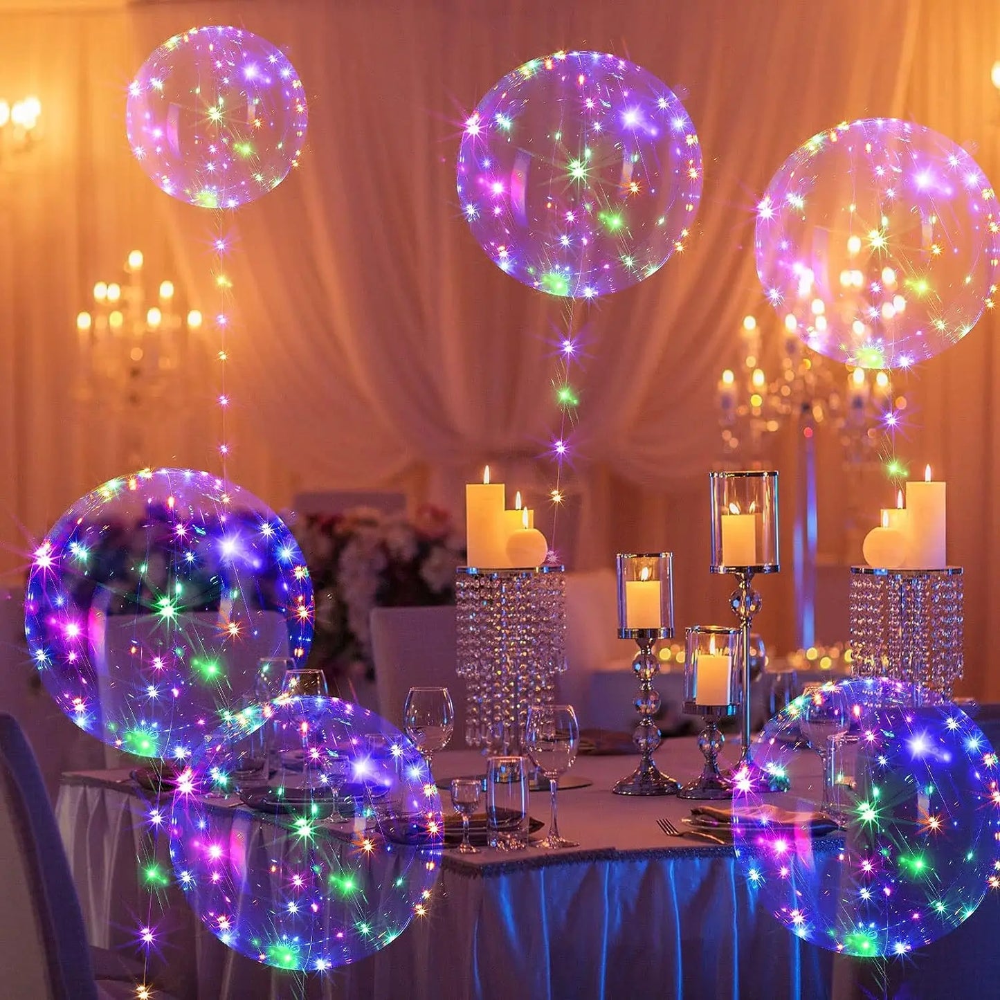 Transparent Balloons with LED String Lights 3M Bubble Balloon Decoration 