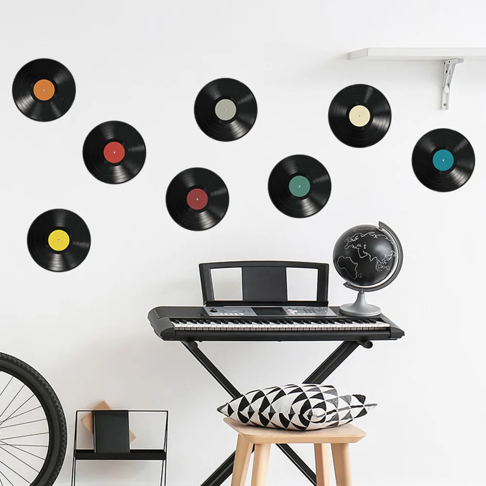 Pegatinas de pared de disco de vinilo, 8 piezas, calcomanía DIY, cinturón de transferencia, extraíble, 24,5x24,5 cm, Mural, sala de estar, dormitorio, decoración del hogar