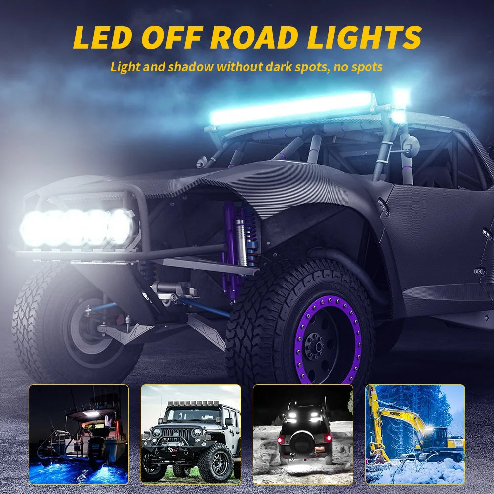 Luz LED de trabajo para todoterreno, foco de 4x4, 12V y 24V, para Jeep, camión,