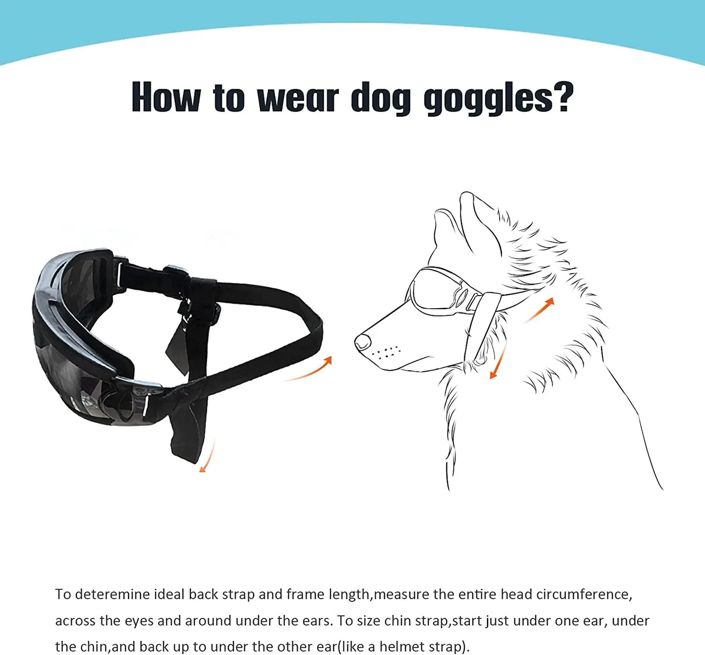 Dog Sunglasses, Adjustable Strap for Travel, Ski and Anti-Fog, Goggles 