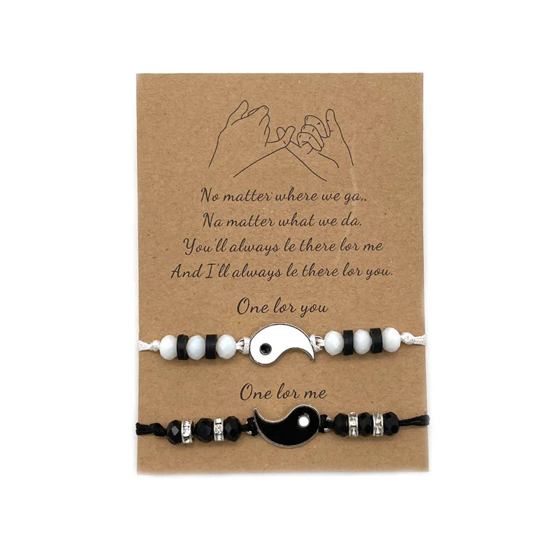 Pulseras de mejor amigo para 2 pulseras de cordón ajustable a juego, Yin Yang,