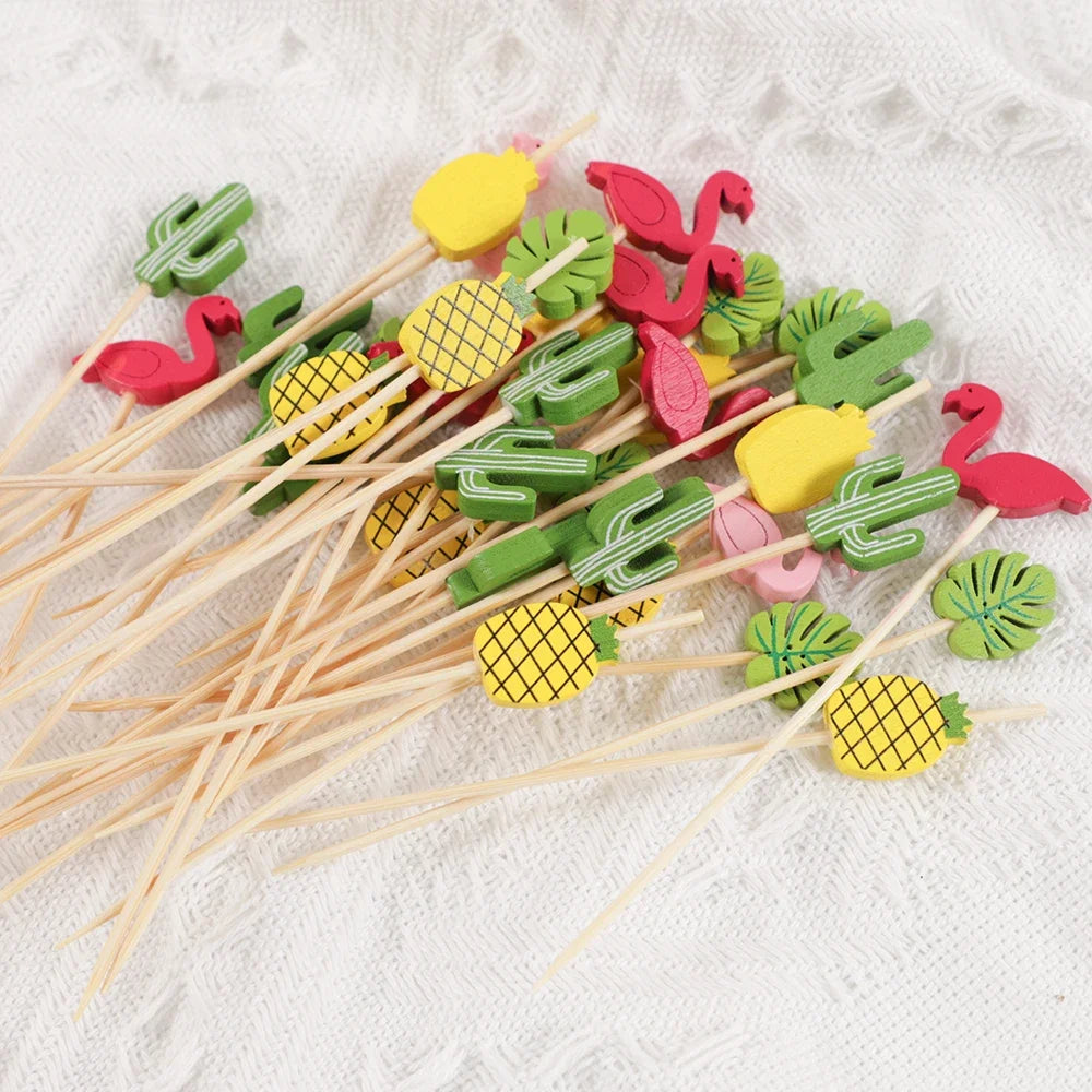 Disposable bamboo food pieces pineapple dessert fruit sticks f 