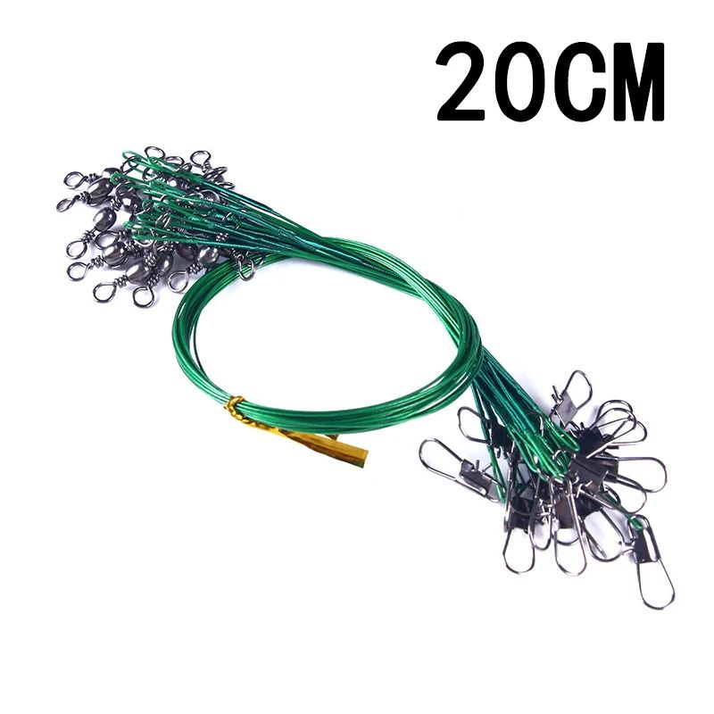 Línea de pesca de acero antimordida de fuerza de tracción súper fuerte líder de alambre de acero con broches giratorios alambre de plomo de pesca 200/100/60/20 piezas