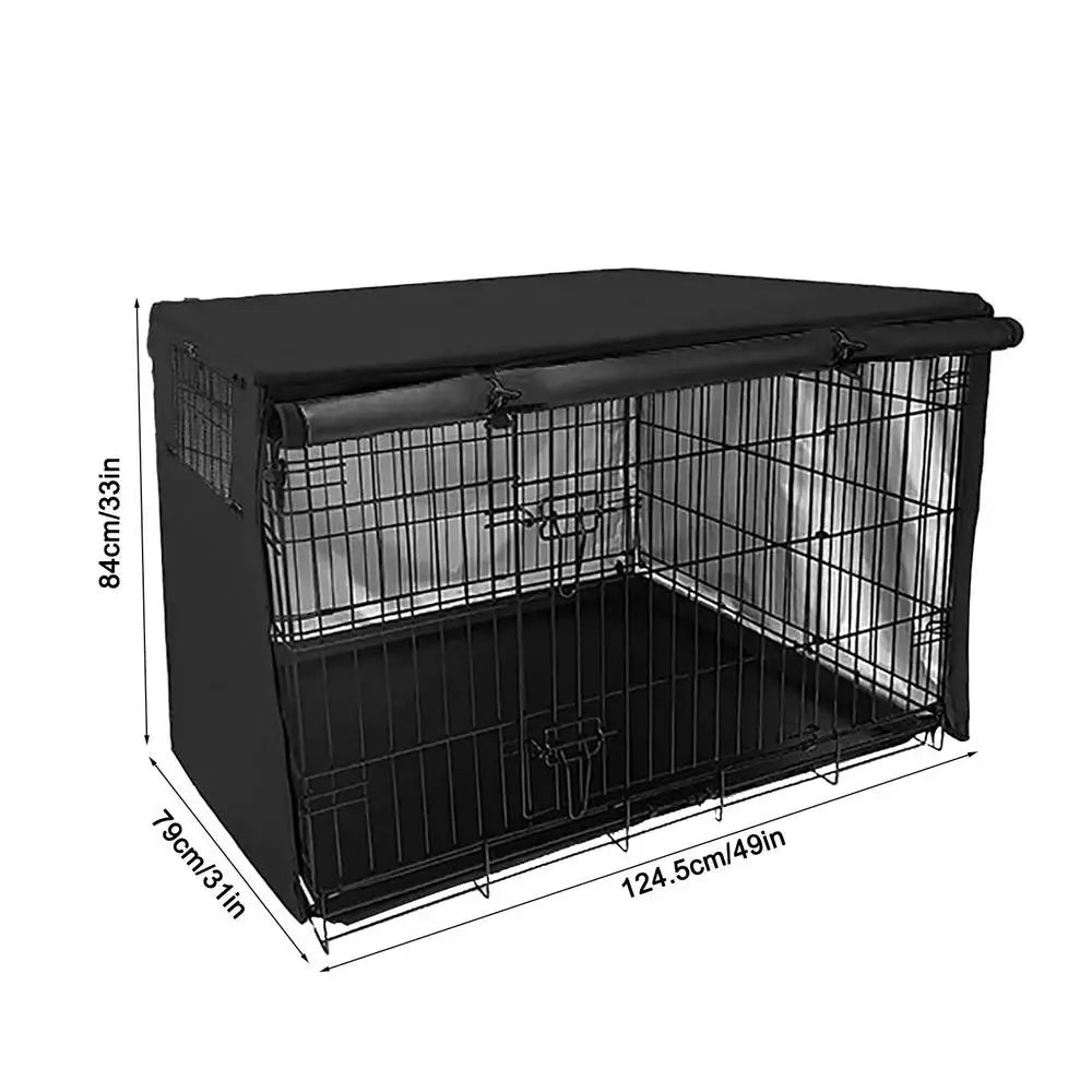 Waterproof Dog Kennel Cover Pet Cage with Two Doors 