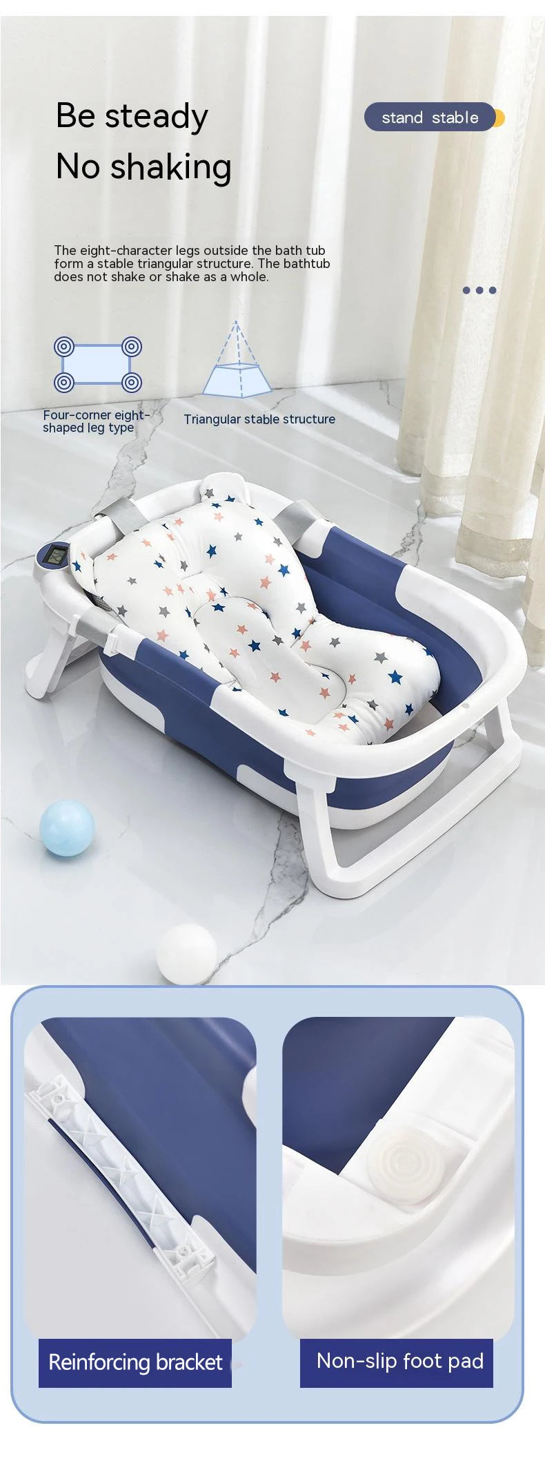 Cubo de baño de silicona para bebé, accesorio plegable con sensor de temperatu