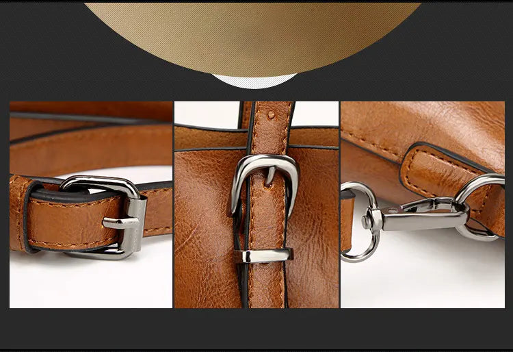 Bolsos de hombro de cuero con cera de aceite para mujer, bolso cruzado Vintage,