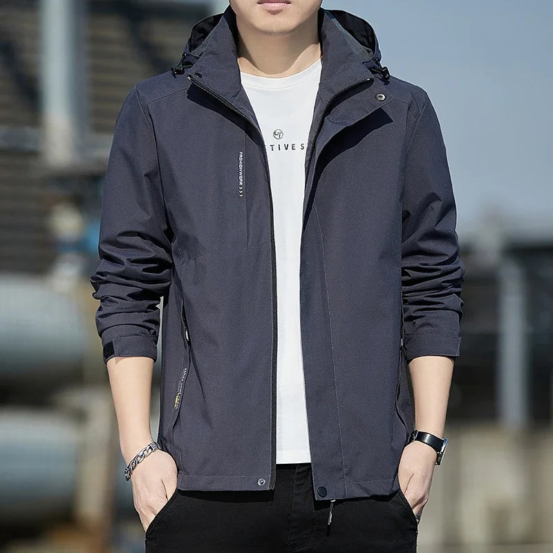 Men's Plush Waterproof Jacket Casual Windproof Cotton Coat 