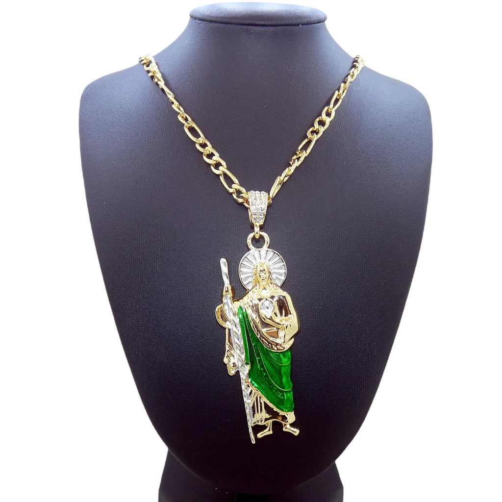 Collar de San Judas chapado en oro de 14 quilates, colgante de Saint Jude, caden
