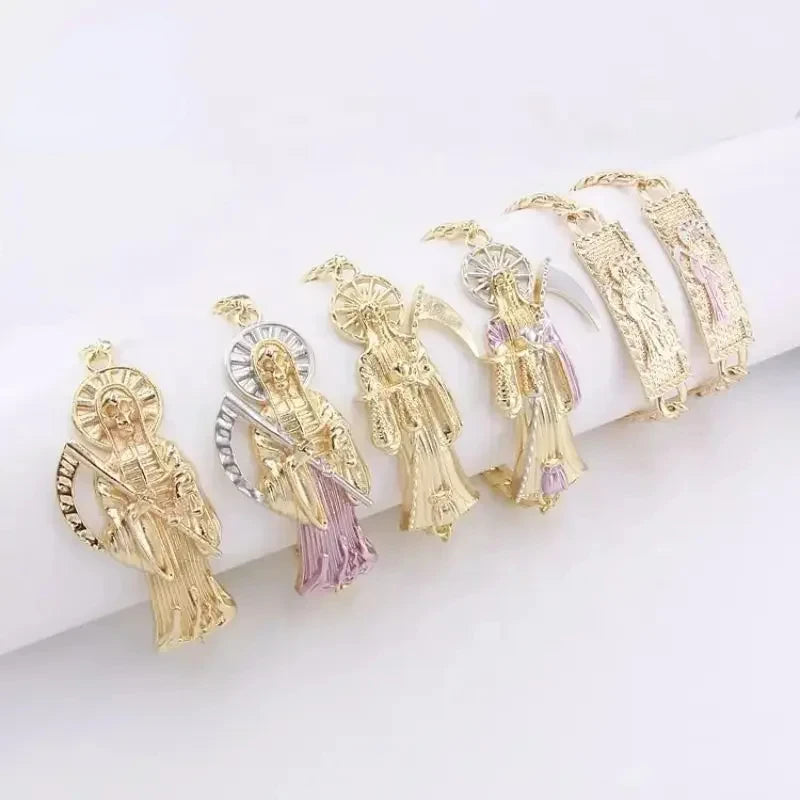 Pulsera de la suerte para hombre, joyería de Oro Laminado, pulsera religiosa de