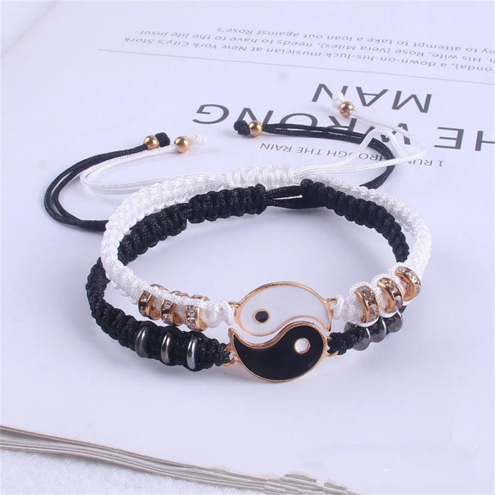 Pulseras de mejor amigo para 2 pulseras de cordón ajustable a juego, Yin Yang,