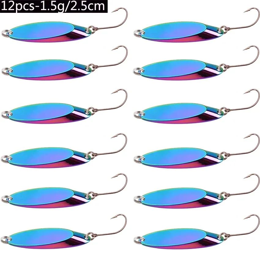 Señuelos de pesca hundidos de Metal, 12 Uds., 1,5g-60g, cuchara, señuelo de Jigging, cebo duro Artificial, trucha, lubina, señuelo de mar, aparejos de pesca de agua salada