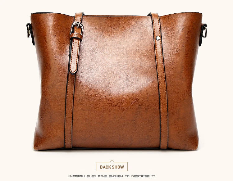 Bolsos de hombro de cuero con cera de aceite para mujer, bolso cruzado Vintage,