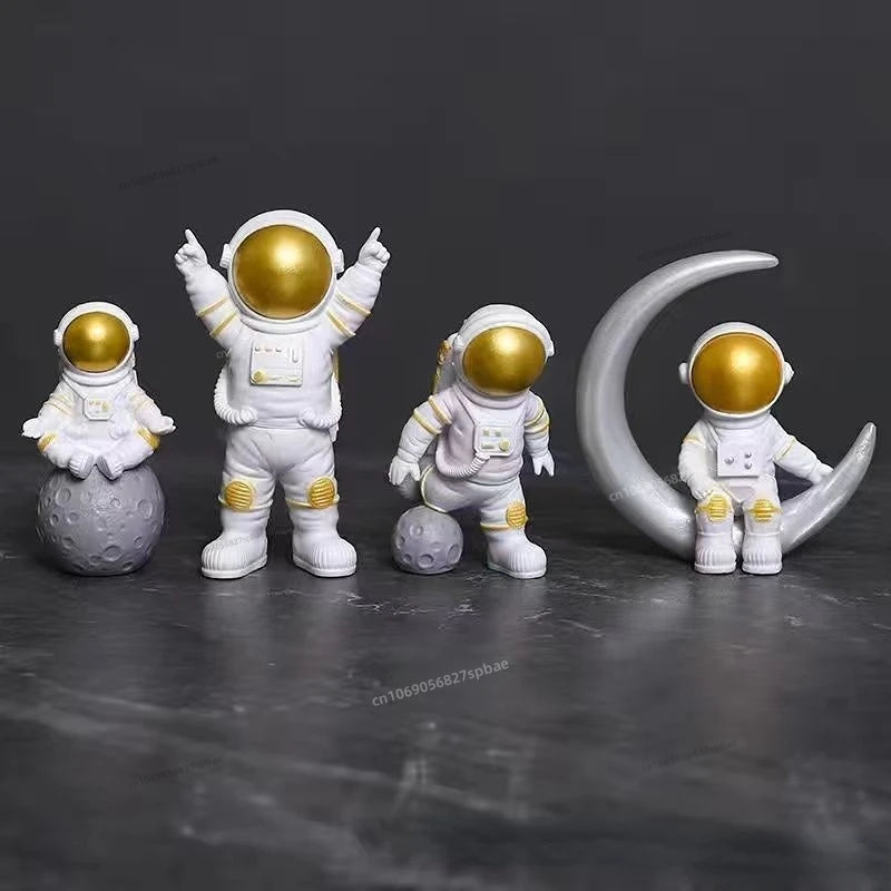 Figura de astronauta de 4 piezas para niños, escultura de astronauta, juguete educativo para escritorio, decoración del hogar, modelo de astronauta para regalo