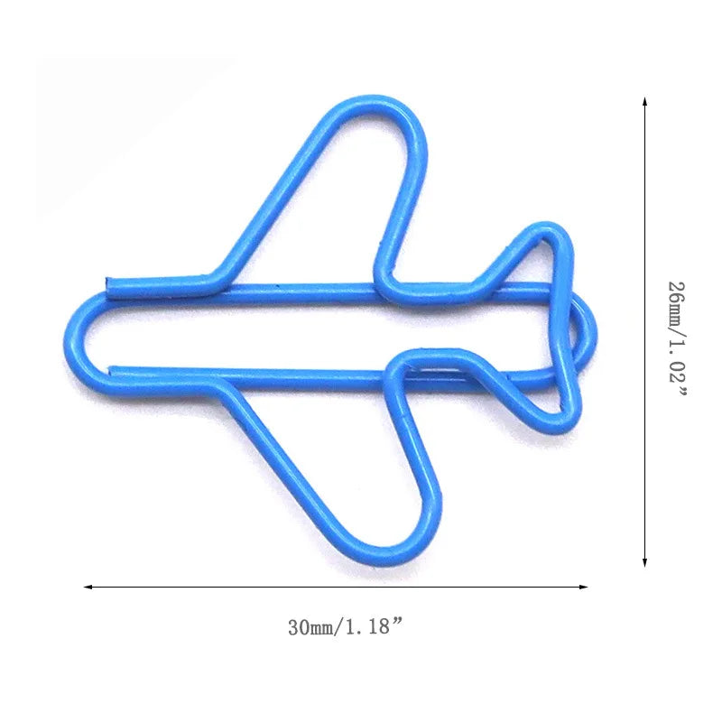 Clips de papel de Metal en forma de avión para oficina, papelería escolar, 2,6