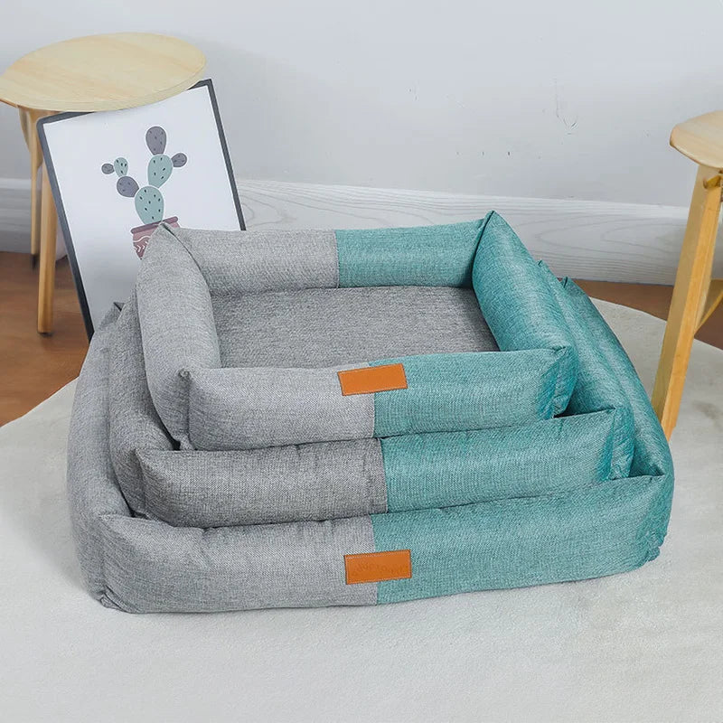 Dog Bed Cotton Linen Material Washable Removable Pet Bed 