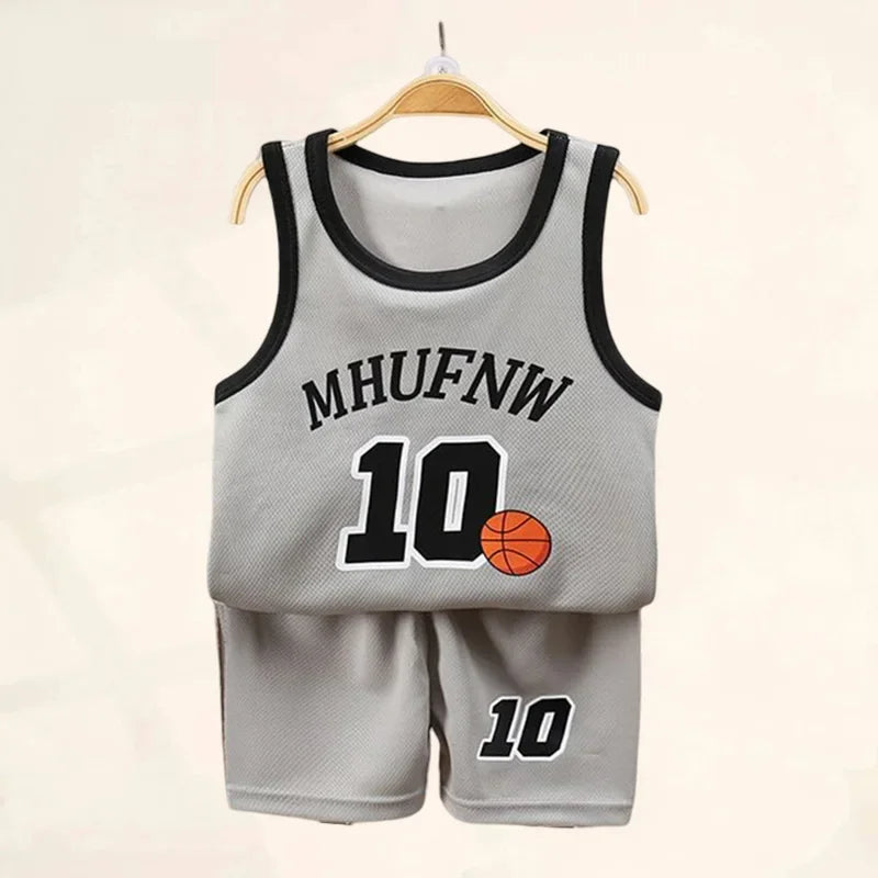 Boys sleeveless basketball jersey sets shorts p 