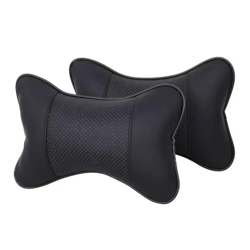 Almohadas universales de cuero Pu para el cuello del coche, reposacabezas para aliviar el dolor de cabeza, relleno de fibra, paquete de 1 piezas