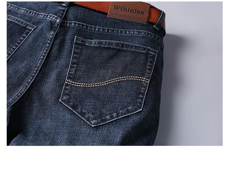 Wthinlee-pantalones vaqueros de negocios para hombre, Jeans informales, elásticos, clásicos, azules y negros, ropa de marca