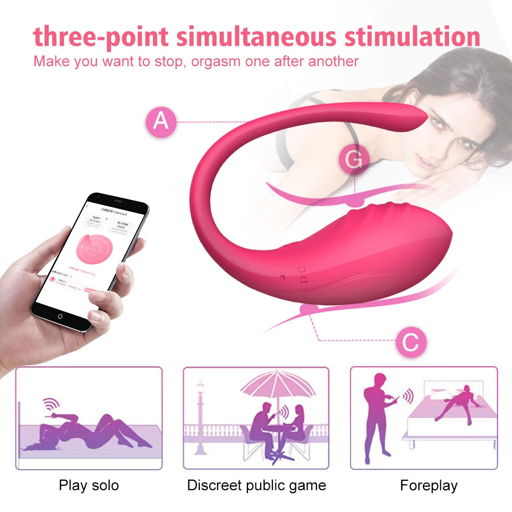 Vibrador inalámbrico con Bluetooth para mujer, estimulador de clítoris, huevo