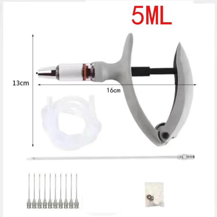 Jeringa continua veterinaria automática para animales, pollo, vaca, inyección ajustable, vacuna, cerdo, oveja, aves de corral, 2ml /5ml