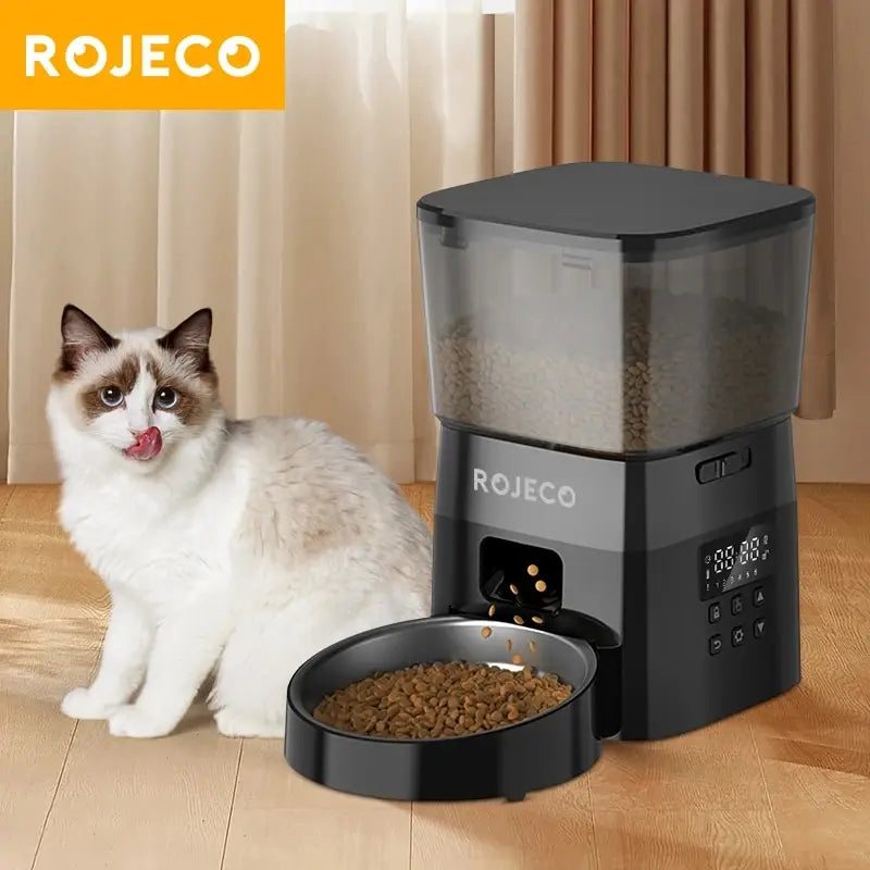 Robeco Alimentador automático para mascotas, dispensador automático de comida para gatos, accesorios de Control inteligente, alimentador para perros, comida seca