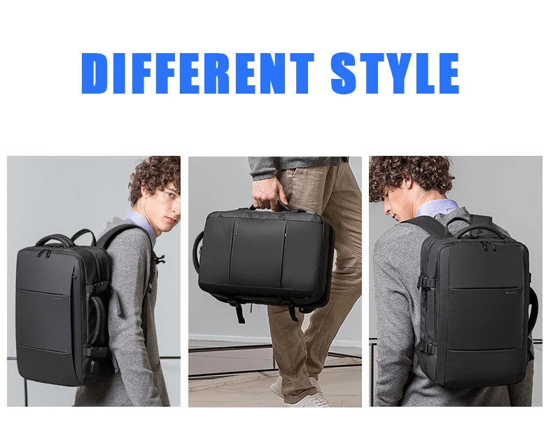 BANGE-mochila de viaje para hombre, morral de negocios expandible con USB, de gran capacidad, resistente al agua, para ordenador portátil, 17,3