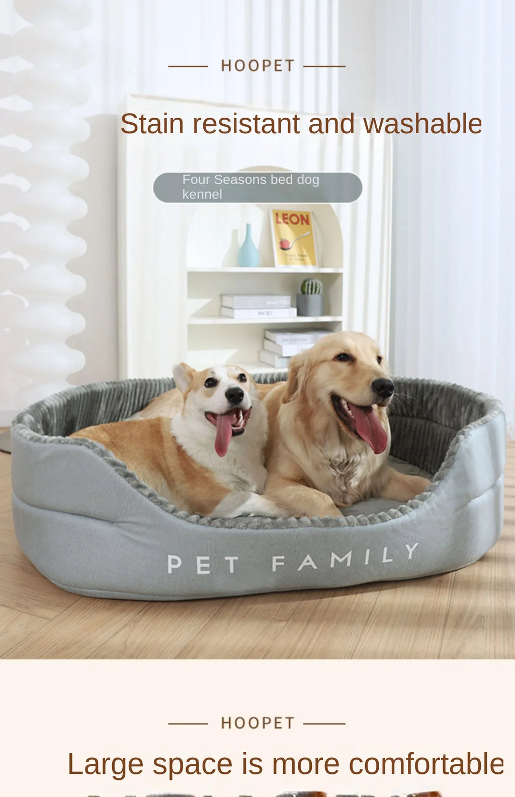 Large Dog House Double-sided Soft Pet Bed Warm Sofa 
