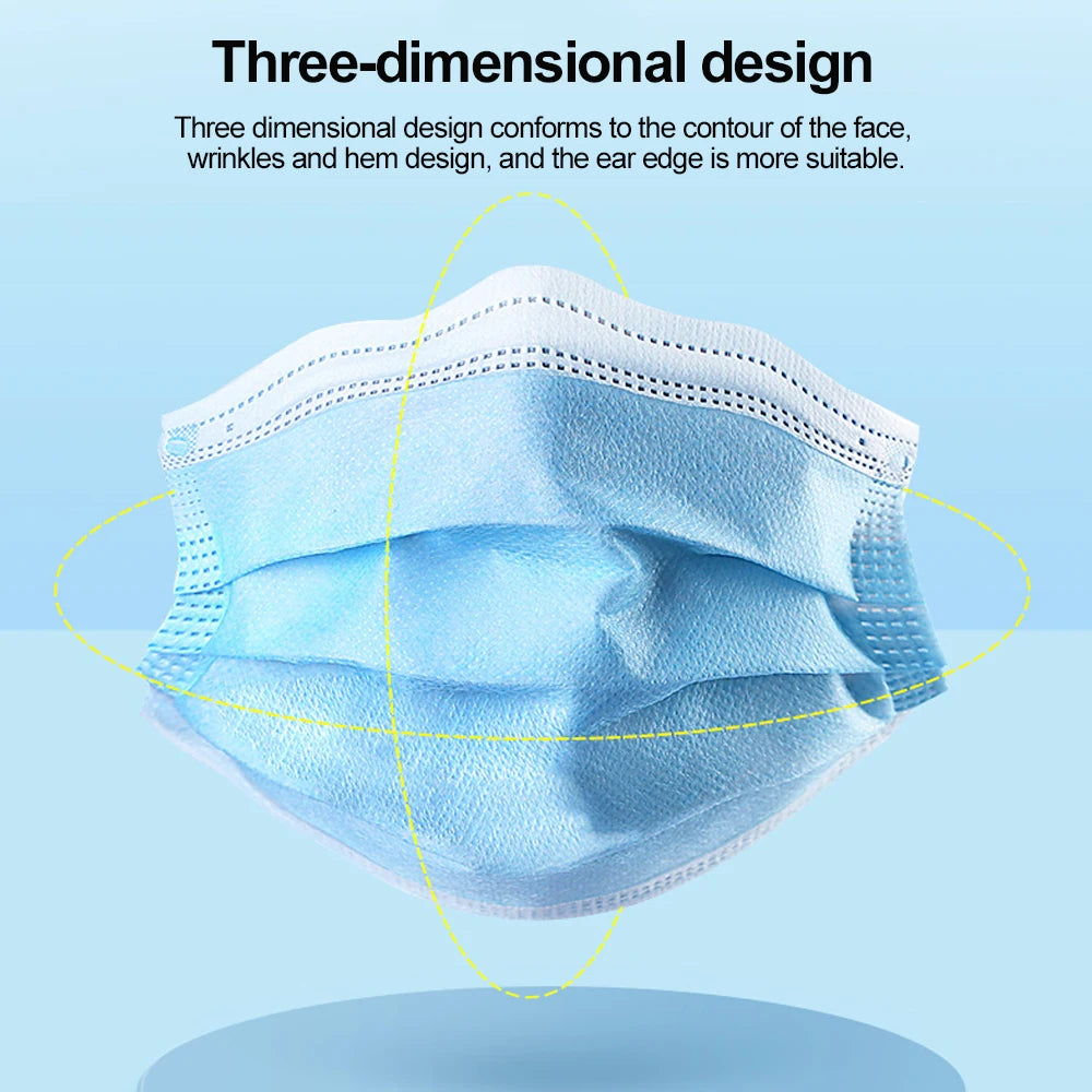 Adult Surgical Masks 3 Layers Protective Filter Mask 