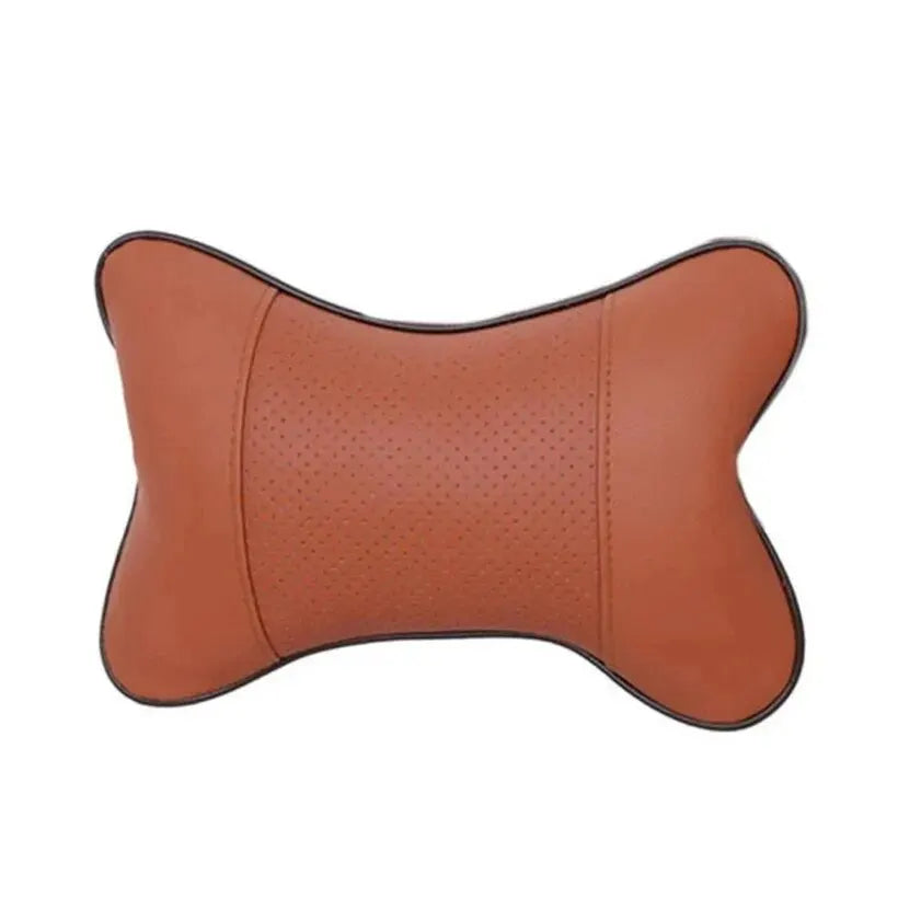 Almohadas universales de cuero Pu para el cuello del coche, reposacabezas para aliviar el dolor de cabeza, relleno de fibra, paquete de 1 piezas