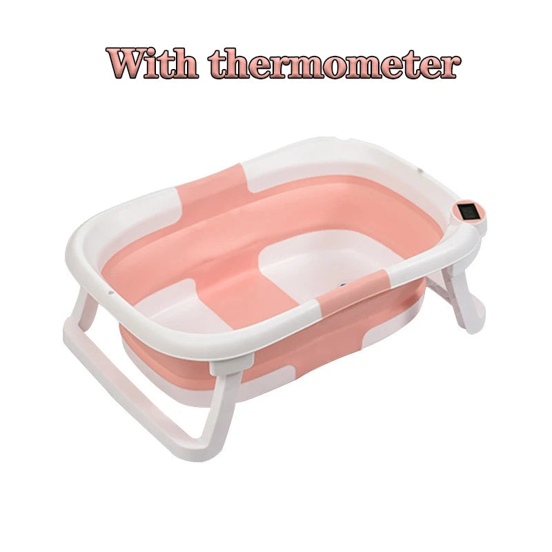 Cubo de baño de silicona para bebé, accesorio plegable con sensor de temperatu