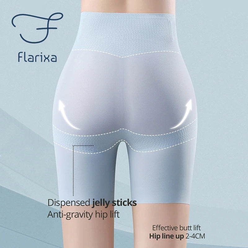 Flarixa ropa moldeadora de seda de hielo ultrafina, bragas adelgazantes de cintura alta para el vientre, ropa interior de control de barriga mujer, pantalones de seguridad debajo de falda