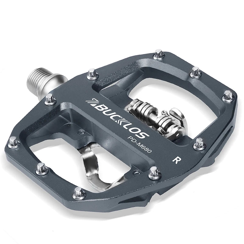 BUCKLOS PD-M680 Double Flat &amp; Lock MTB Bike Pedals 