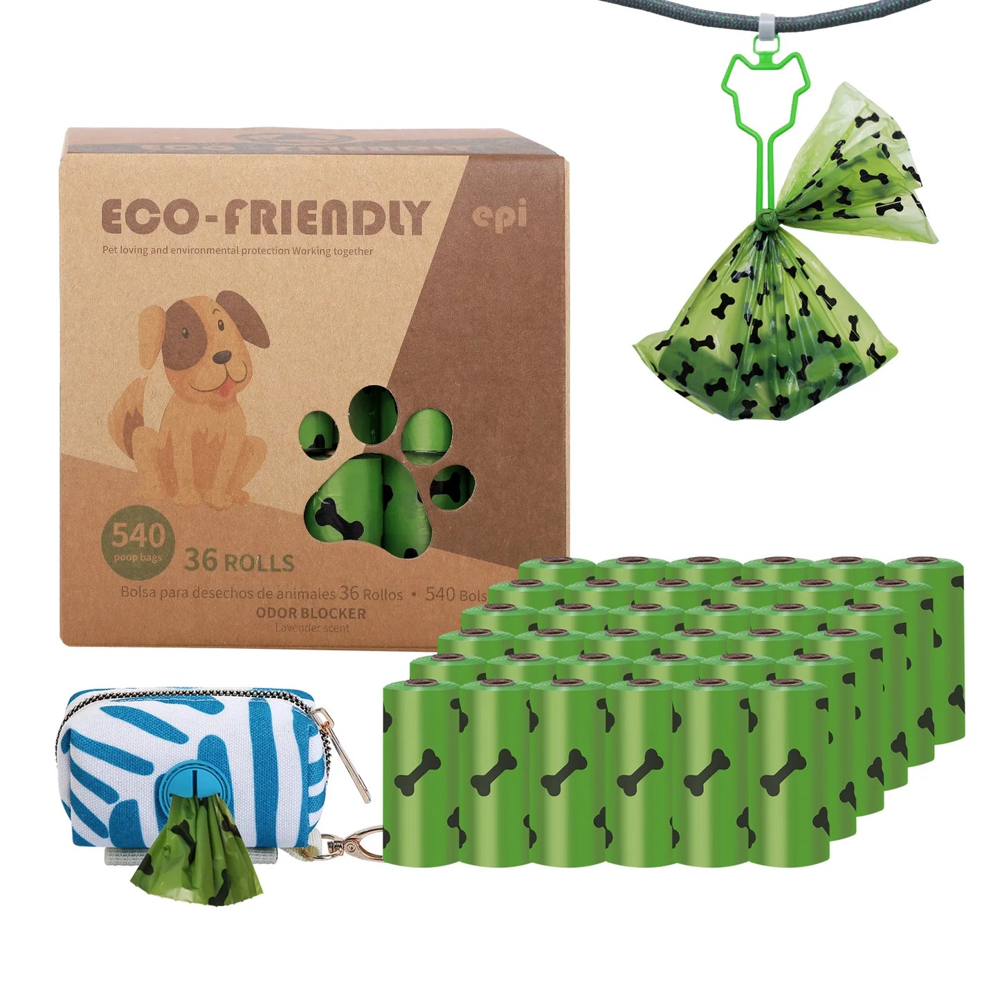 Bolsa de basura biodegradable EPI para mascotas, bolsas para caca de perro, disp