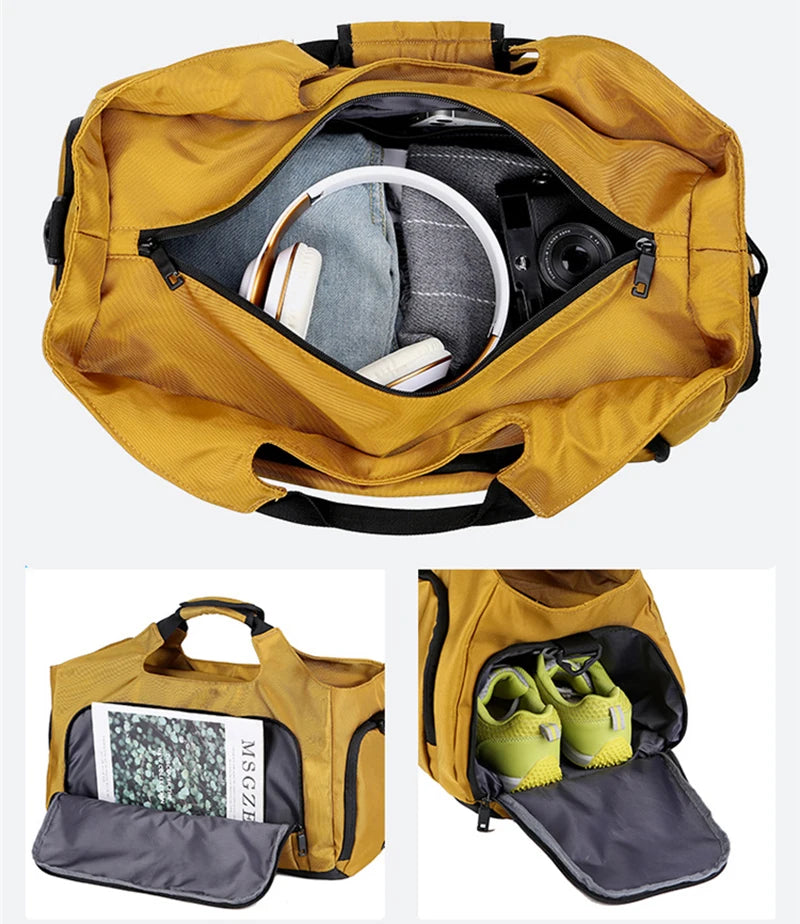 Bolsa deportiva de gimnasio para hombre, bolso de viaje para Fitness, bolsillo para zapatos, equipaje, bolso de mano impermeable, bolso de hombro para fin de semana al aire libre